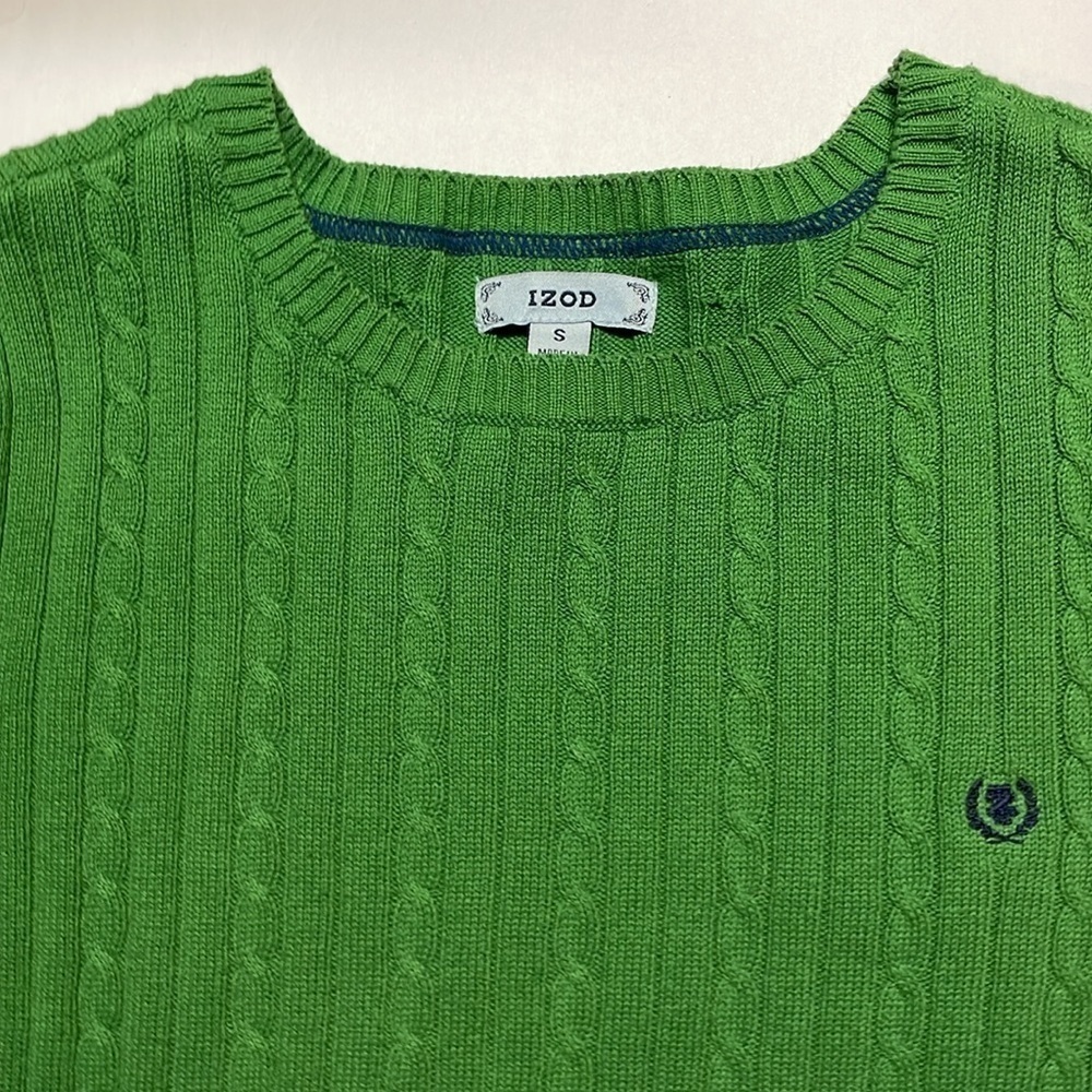 Izod women’s green cable knit long sleeve crewneck sweater. Size S. - Picture 4 of 7